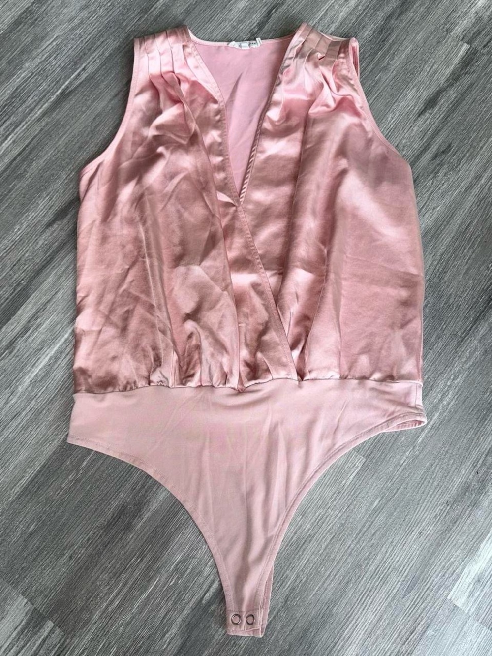 Good American Blush Pink Satin-Front One-Piece Bodysuit